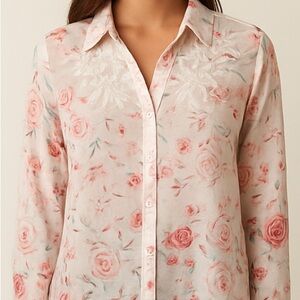 Floral Button-Up Blouse